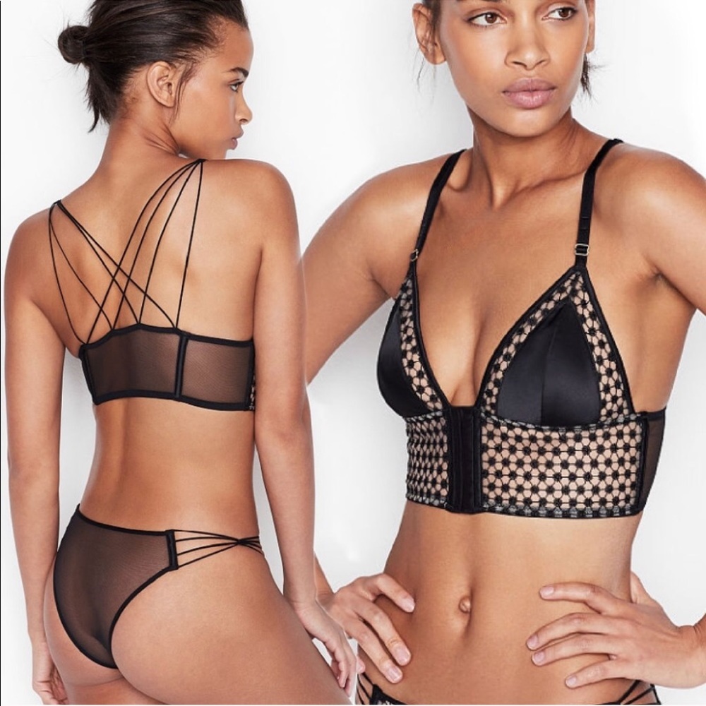 Victoria/Starburst Long Line Triangle Bra Black XL